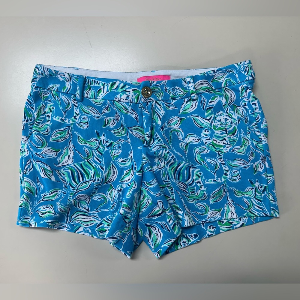 Lilly Pulitzer Vibrant Blue and Green Patterned Shorts